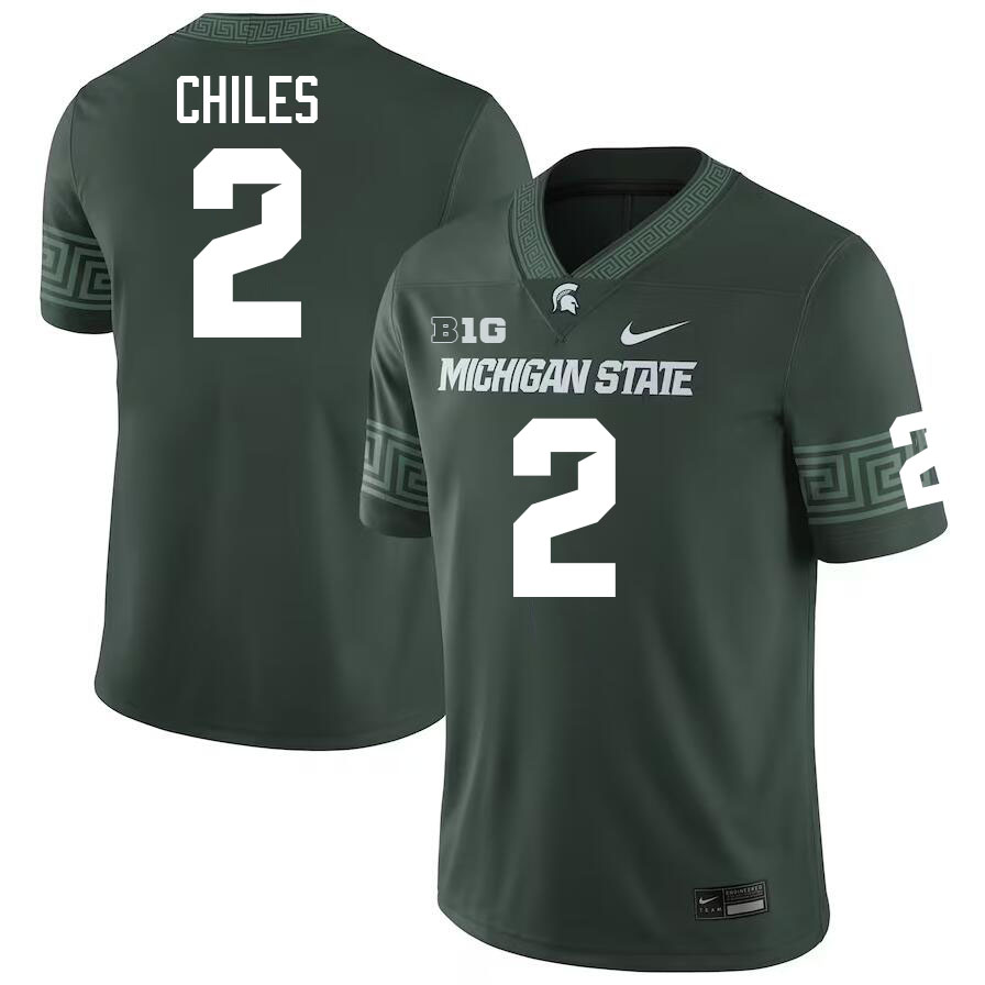 Michigan State Spartans #2 Aidan Chiles College Football Jerseys Stitched-Green